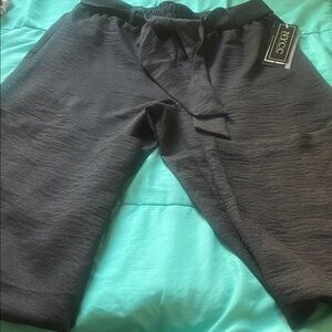 NYC Black Elastic-Waist Knit Pants